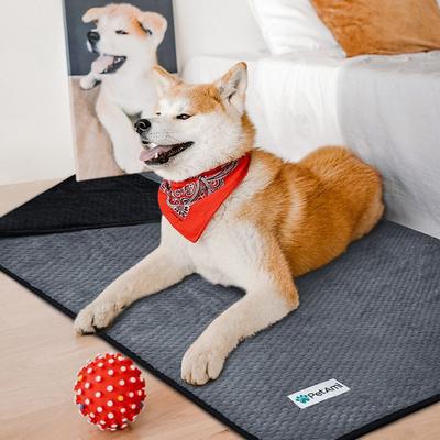 Show full view: PetAmi Sherpa Fleece Waterproof Waffle Cat & Dog Blanket, Black/Gray, Large  slide 5 of 8