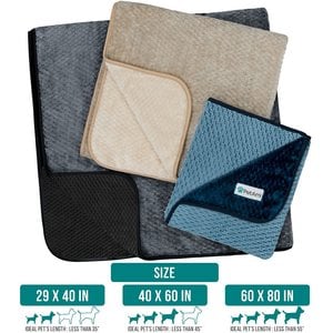 PetAmi Sherpa Fleece Waterproof Waffle Cat & Dog Blanket, Black/Gray, Medium 