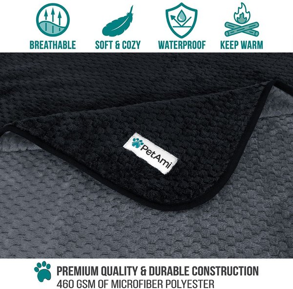 PetAmi Sherpa Fleece Waterproof Waffle Cat & Dog Blanket