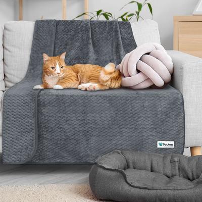 Show full view: PetAmi Sherpa Fleece Waterproof Waffle Cat & Dog Blanket, Gray, Large  slide 6 of 8