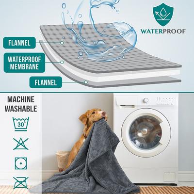 Show full view: PetAmi Sherpa Fleece Waterproof Waffle Cat & Dog Blanket, Gray, X-Large  slide 4 of 8