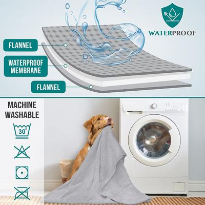 Show full view: PetAmi Sherpa Fleece Waterproof Waffle Cat & Dog Blanket, Light Gray, Medium  slide 5 of 9