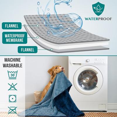 Show full view: PetAmi Sherpa Fleece Waterproof Waffle Cat & Dog Blanket, Navy/Blue, Large  slide 5 of 9