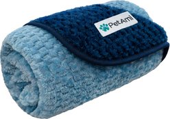 PetAmi Sherpa Fleece Waterproof Waffle Cat & Dog Blanket, Navy/Blue, Medium 