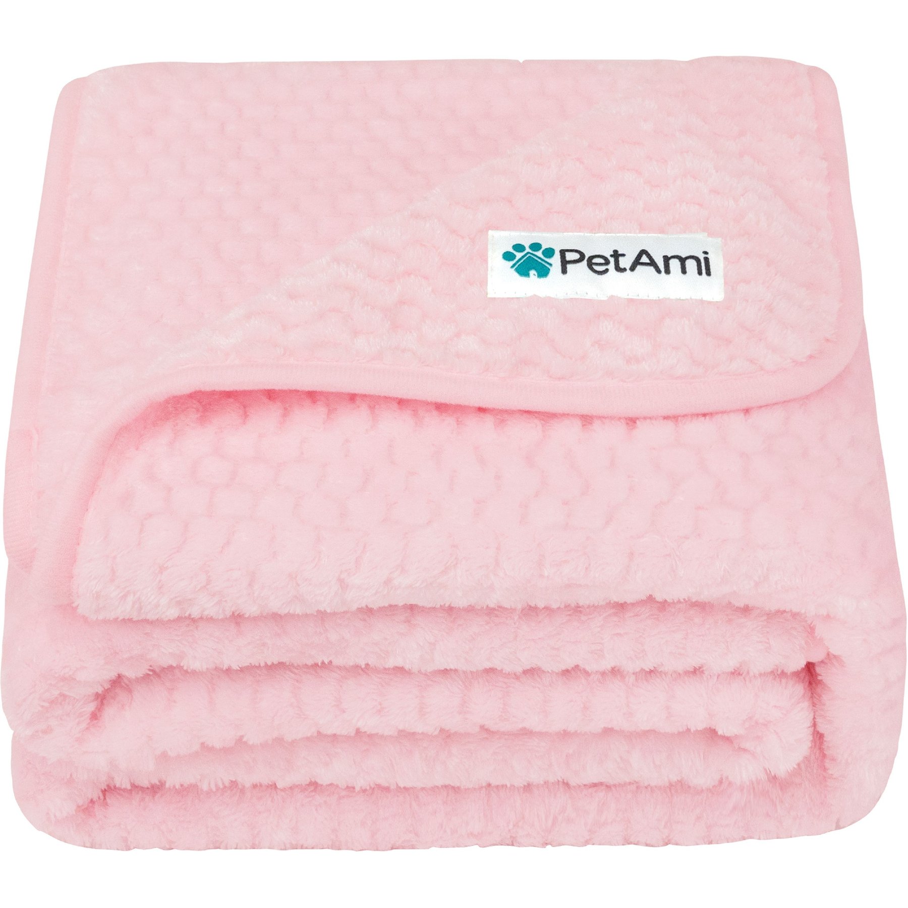 PetAmi Sherpa Fleece Waterproof Waffle Cat & Dog Blanket, Pink, Large