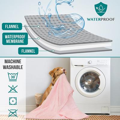 Show full view: PetAmi Sherpa Fleece Waterproof Waffle Cat & Dog Blanket, Pink, Large  slide 4 of 8