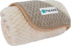 PetAmi Sherpa Fleece Waterproof Waffle Cat & Dog Blanket, Taupe/Beige, Medium 