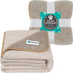 PetAmi Sherpa Fleece Waterproof Waffle Cat & Dog Blanket, Taupe/Beige, Medium  slide 2 of 7