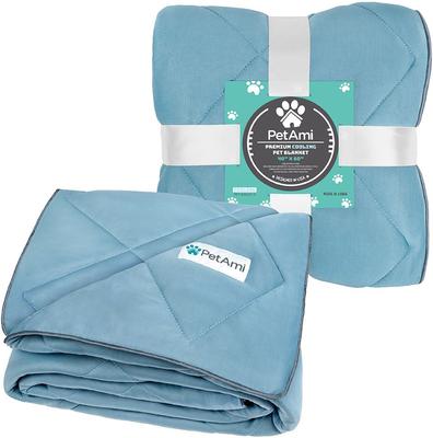Show full view: PetAmi Soft Cooling Cat & Dog Blanket, Dusty Blue, Large  slide 2 of 9