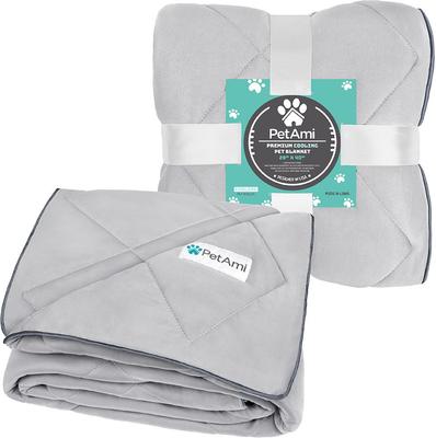 Show full view: PetAmi Soft Cooling Cat & Dog Blanket, Light Grey, Medium  slide 2 of 9