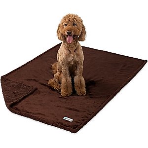 PetAmi Waterproof Dog Blanket, Brown & Brown Sherpa, 60 x 40-in