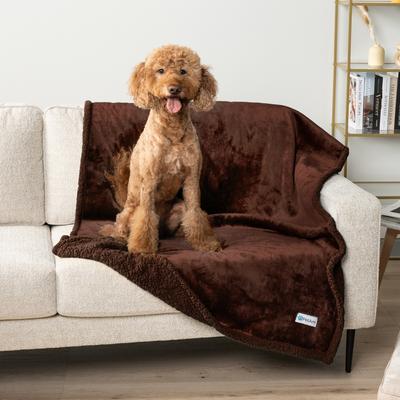 Show full view: PetAmi Waterproof Dog Blanket, Brown & Brown Sherpa, 60 x 80-in slide 3 of 11