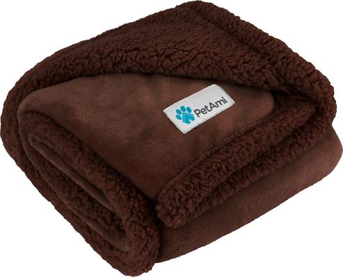 Show full view: PetAmi Waterproof Dog Blanket, Brown/Brown Sherpa, Queen slide 9 of 12
