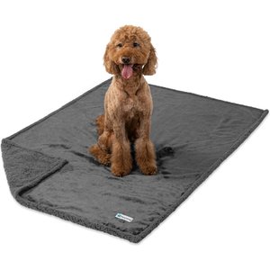 PetAmi Waterproof Dog Blanket, Gray & Gray Sherpa, 50 x 40-in