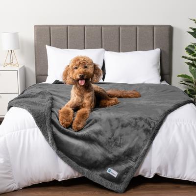 Show full view: PetAmi Waterproof Dog Blanket, Gray & Gray Sherpa, 50 x 40-in slide 4 of 11
