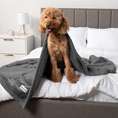 Show full view: PetAmi Waterproof Dog Blanket, Gray & Gray Sherpa, 50 x 40-in slide 6 of 11