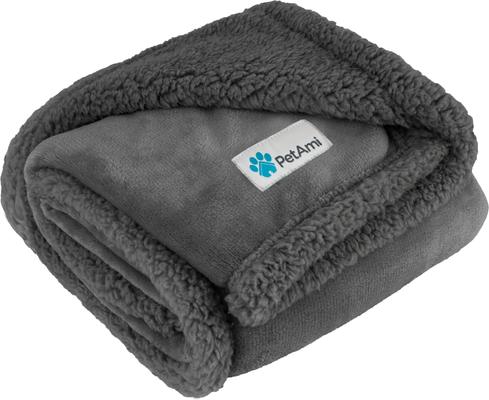 Show full view: PetAmi Waterproof Dog Blanket, Gray & Gray Sherpa, 50 x 40-in slide 8 of 11