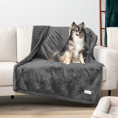 Show full view: PetAmi Waterproof Dog Blanket, Gray & Gray Sherpa, 50 x 40-in slide 3 of 11
