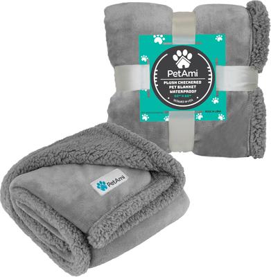 Show full view: PetAmi Waterproof Dog Blanket, Light Gray, Medium slide 8 of 11