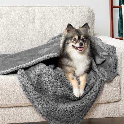 Show full view: PetAmi Waterproof Dog Blanket, Light Gray, Medium slide 3 of 11