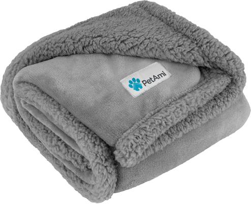 Show full view: PetAmi Waterproof Dog Blanket, Light Grey Sherpa, 60 x 40-in slide 8 of 11
