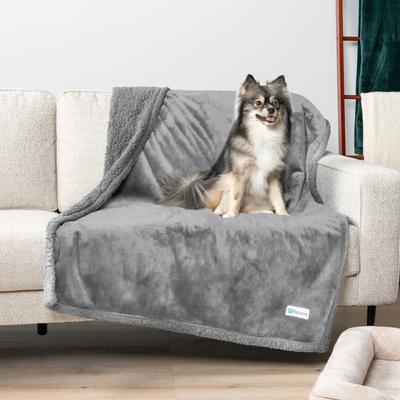 Show full view: PetAmi Waterproof Dog Blanket, Light Grey Sherpa, 60 x 40-in slide 3 of 11