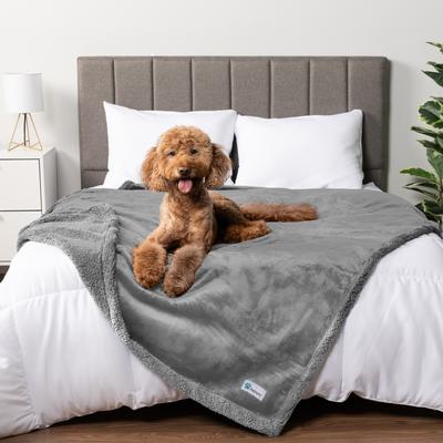 Show full view: PetAmi Waterproof Dog Blanket, Light Grey Sherpa, 60 x 40-in slide 4 of 11