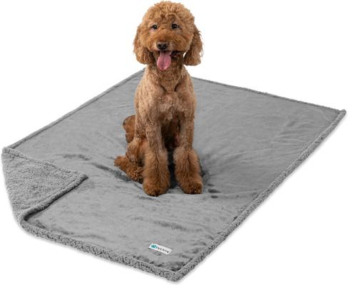 Show full view: PetAmi Waterproof Dog Blanket, Light Grey Sherpa, 60 x 80-in slide 7 of 12
