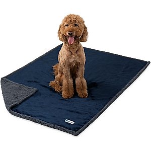 PetAmi Waterproof Dog Blanket, Navy & Gray Sherpa, 60 x 40-in