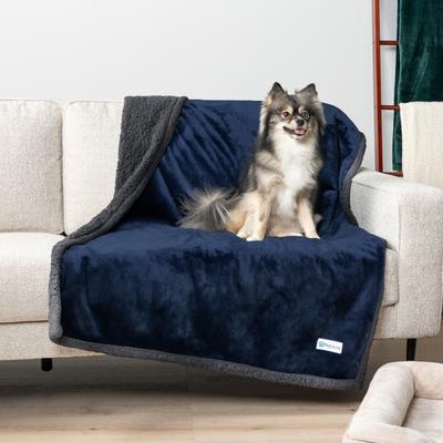 Show full view: PetAmi Waterproof Dog Blanket, Navy & Gray Sherpa, 60 x 40-in slide 3 of 11