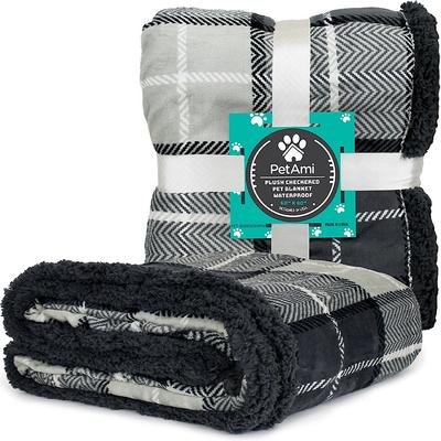 Show full view: PetAmi Waterproof Dog Blanket, Plaid Charcoal Grey, Large slide 2 of 9