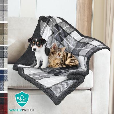Show full view: PetAmi Waterproof Dog Blanket, Plaid Charcoal, Medium slide 2 of 10