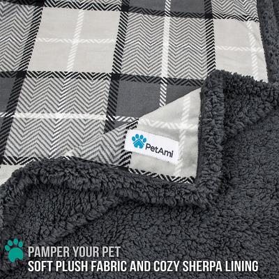 Show full view: PetAmi Waterproof Dog Blanket, Plaid Charcoal, Medium slide 4 of 10