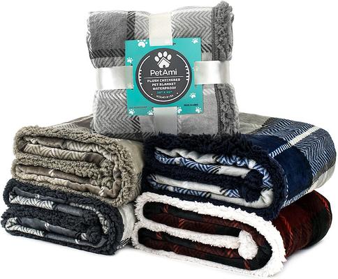 Show full view: PetAmi Waterproof Dog Blanket, Plaid Charcoal, Medium slide 8 of 10