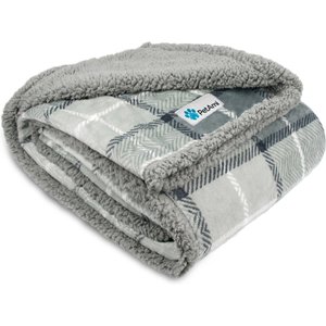 PetAmi Waterproof Dog Blanket, Plaid Light Grey, 60 x 40-in