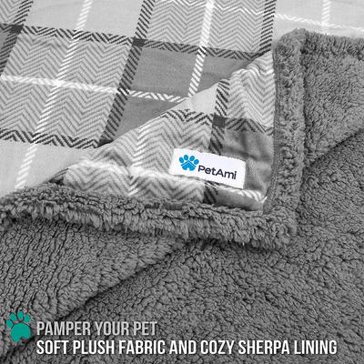 Show full view: PetAmi Waterproof Dog Blanket, Plaid Light Grey, 60 x 40-in slide 3 of 9