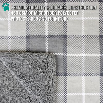Show full view: PetAmi Waterproof Dog Blanket, Plaid Light Grey, 60 x 40-in slide 4 of 9