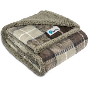 PetAmi Waterproof Dog Blanket, Plaid Taupe, 60 x 40-in
