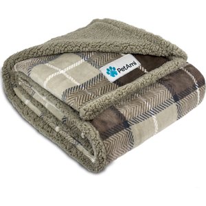 PetAmi Waterproof Dog Blanket, Plaid Taupe, Medium