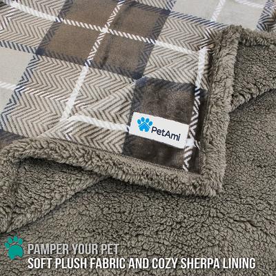 Show full view: PetAmi Waterproof Dog Blanket, Plaid Taupe, Medium slide 4 of 10