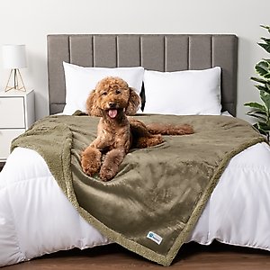 PetAmi Waterproof Dog Blanket, Taupe & Taupe Sherpa, 90 x 90-in