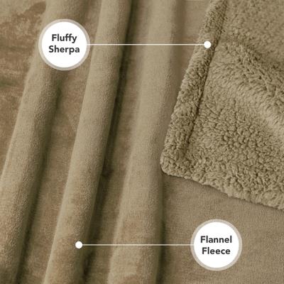 Show full view: PetAmi Waterproof Dog Blanket, Taupe & Taupe Sherpa, 90 x 90-in slide 5 of 11
