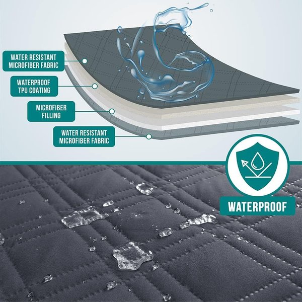 Show full view: PetAmi Waterproof Non-Skid Back Furniture Protector Cover, Gray, 52 x 82-in slide 3 of 9