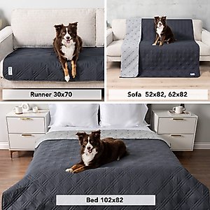 PetAmi Waterproof Non-Skid Back Furniture Protector Cover, Gray, 52 x 82-in
