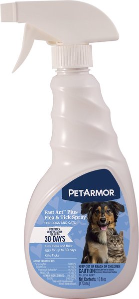 PetArmor Fastact Plus Flea & Tick Spray for Dogs & Cats