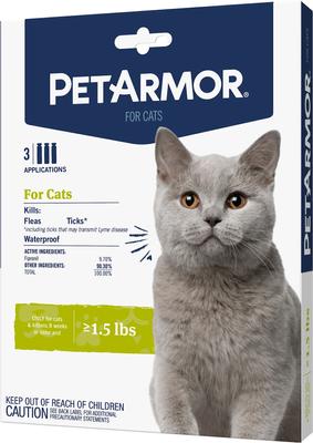 Show full view: PetArmor Flea & Tick Spot Treatment for Cats, over 1.5 lbs, 3 Doses (3-mos. supply) slide 1 of 11