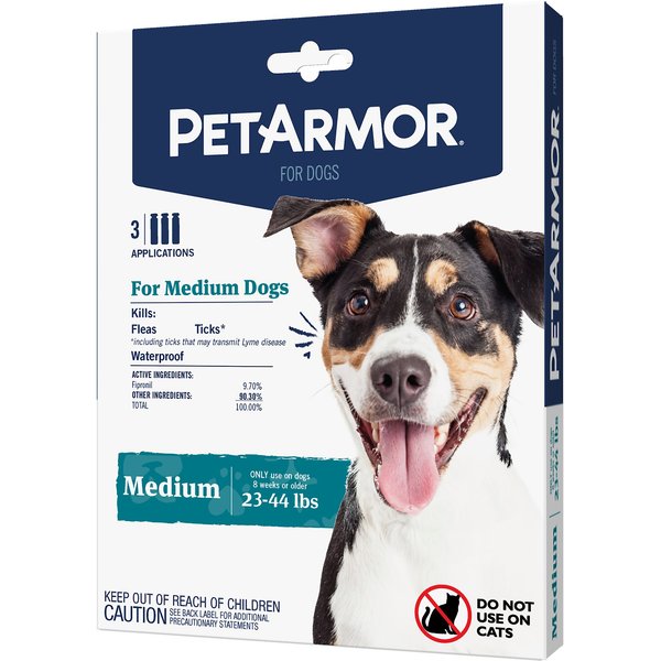 PETARMOR Plus Flea & Tick Spot Treatment for Dogs, 23-44 lbs, 3 Doses ...