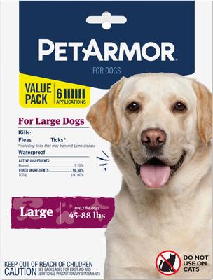 Show full view: PetArmor Flea & Tick Spot Treatment for Dogs, 45-88 lbs, 6 doses (6-mos. supply) slide 1 of 8
