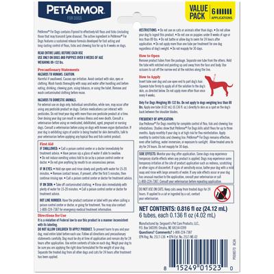 Show full view: PetArmor Flea & Tick Spot Treatment for Dogs, 89 - 132 lbs, 6 doses (6-mos. supply) slide 2 of 8