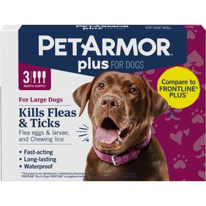 PetArmor Plus Flea & Tick Spot Treatment for Dogs, 45-88 lbs, 3 Doses (3-mos. supply)
